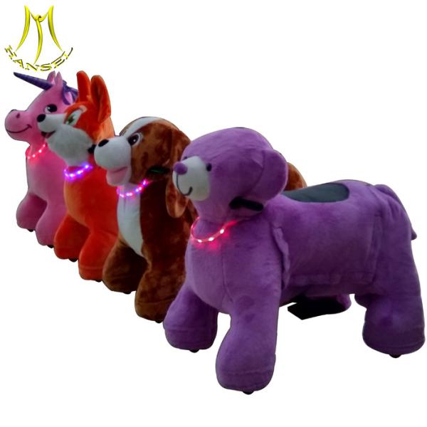 Hansel plush toys stuffed animals on wheels and motorized animals on wheels with animal scooter for mall