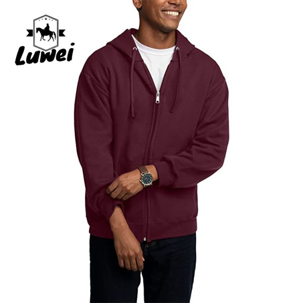 High Quality Moletons Pastel 50% Cotton Cut And Sew Zip Up Drawstring Men's Hoodies Sweatshirts