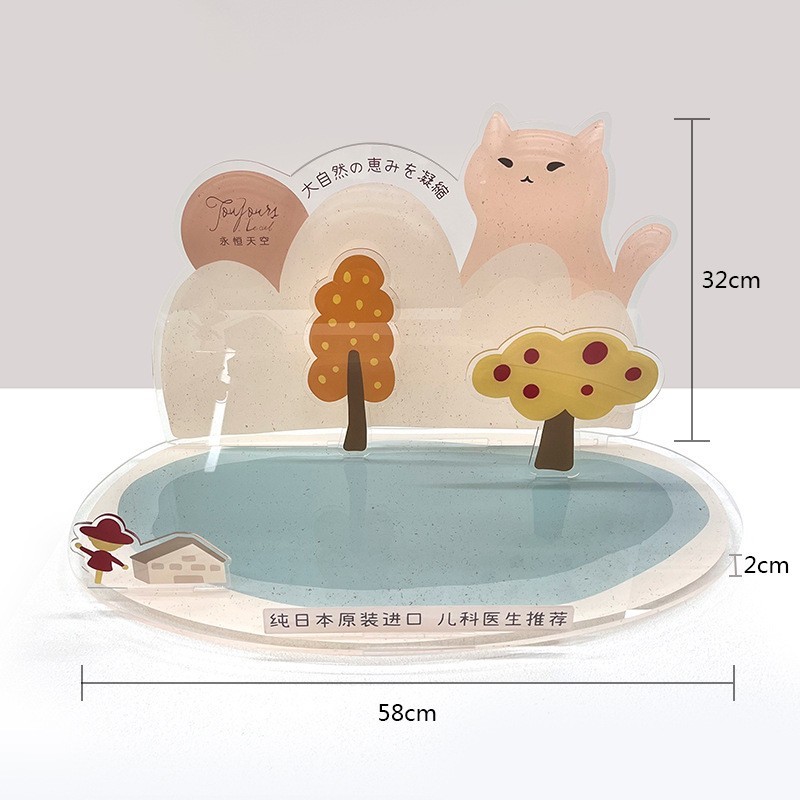 Pediatric Doctor Recommended 5mm Thick Clear Acrylic Display Riser, Non-Toxic Safe Acrylic Stand for Baby Kids Products, Custom UV Printing Logo Counter Display Rack