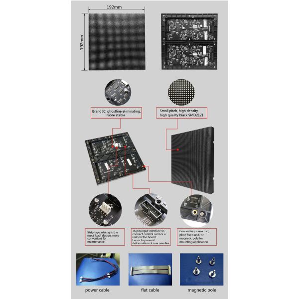 192mm x 192mm industrial P3 LED video display Small Pitch Module