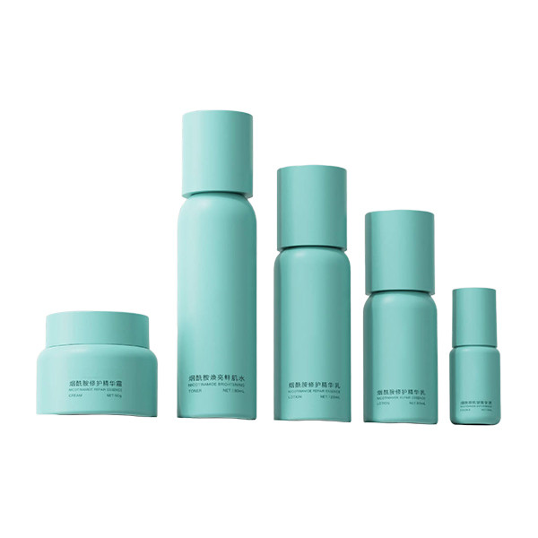 Refillable skincare bottle‌ opaque green skincare containers round shoulder PETG packaging