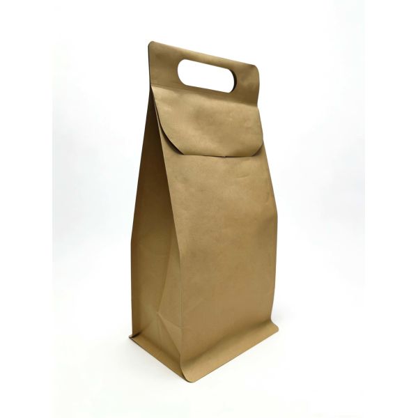 Custom Kraft Paper Self-Adhesive Bags with Aluminum Foil Liner+Handle-Reusable Stand-Up Pouches Waterproof Tear-Resistant for Packaging