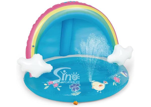 Outdoor Rainbow Inflatable Splash Pool With Canopy For Kiddie Water Play Mat Toy