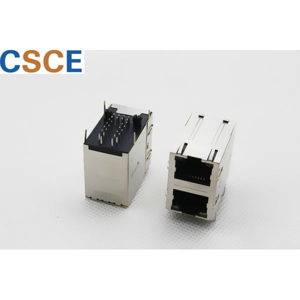 Female Magnetic RJ45 Jack Housing Material Thermoplastic / PBT / UL94V-0 With