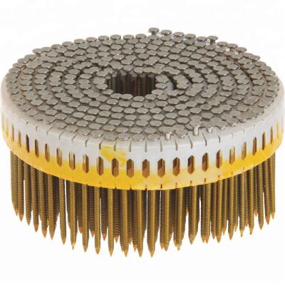 Bright Finish Stainless Steel Coil Nails , Flat Head Ring Shank Finish Nails