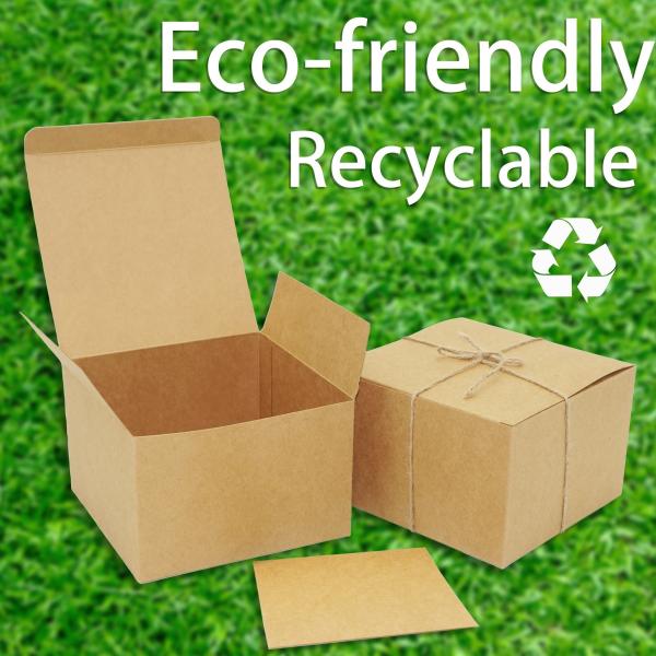 Square Recyclable Paper Kraft Cardboard Gift Boxes 6x6x4 Inch For Bakery Cupcake