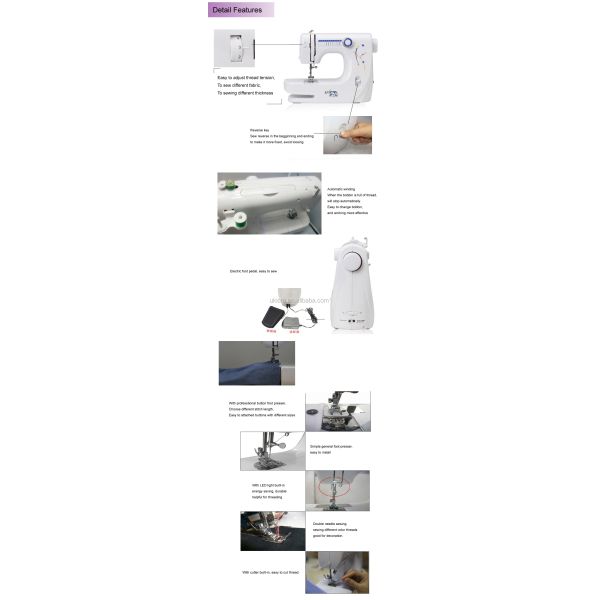 Butterfly Sewing Machine for Clothes Easy Operation White Body Blue Yellow Printing