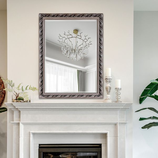 Silver LED Framed Mirror Anti Explosion Wall Mounted Decorative Mirror 4mm 5mm