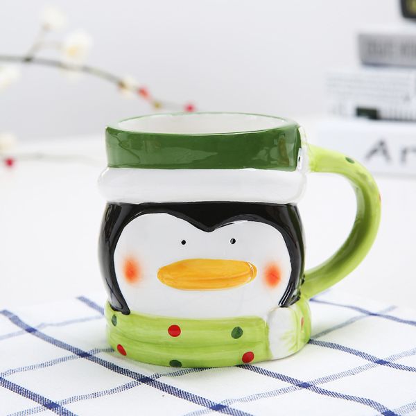 Custom 3D Ceramic Christmas Mug 8*10Cm Santa Reindeer Penguin Snowman For Hot Drinks