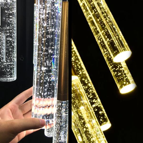 Modern Ceiling Led Chandelier Loft Staircase for Living Room Crystal Hanging Lamp(WH-NC-45)