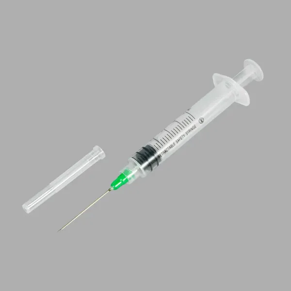 Disposable Medical Supply 3 Parts Retractable Safety Syringe with Needle