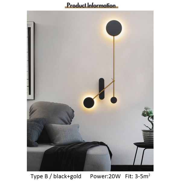 Modern minimalist wall light Home Bedroom swing arm lamp Adjustable Black loft round wall light(WH-OR-258)