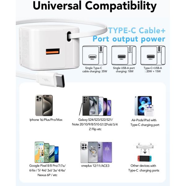 2 в 1 Телефонный настенный адаптер зарядное устройство 35 Вт 8 Пин порты с выдвижными кабелями