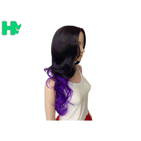 Black Long Curly Synthetic Wigs For White Women 200 gram - 30 gram