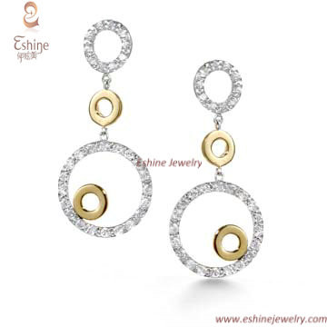 China factory Hot Sale 925 Silver jewelry danglling round earring with Clear CZ stones