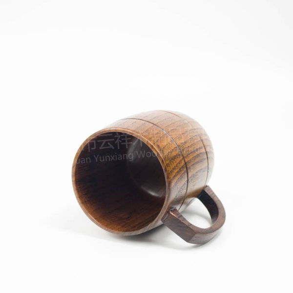 Taza de madera de gran volumen Taza de café hecha a mano con mango