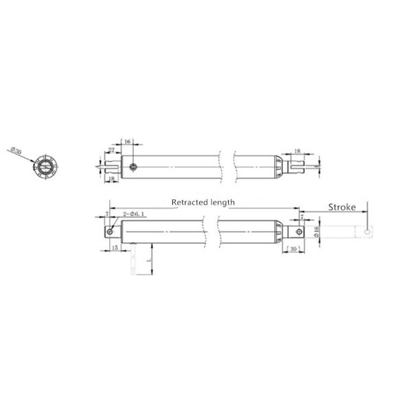 30KG Max. Thrust 30mm Small Tube Actuator For Hidden Drawer Retractable Projector Screen