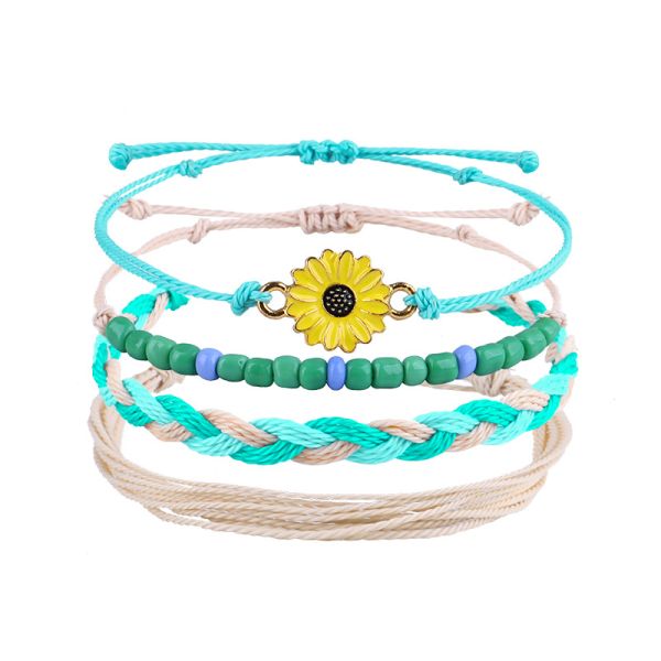 Colorful 16 8CM Wax Thread Braided Rice Bead Bracelet for Women Handcrafted Design