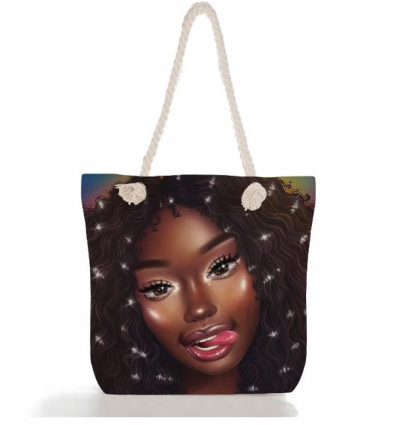 Mulher Africano-Americana Mulher Ombro Negra Menina Mágica Top Manuseio Bolsa de Bolso Bolsa de Bolso para compras