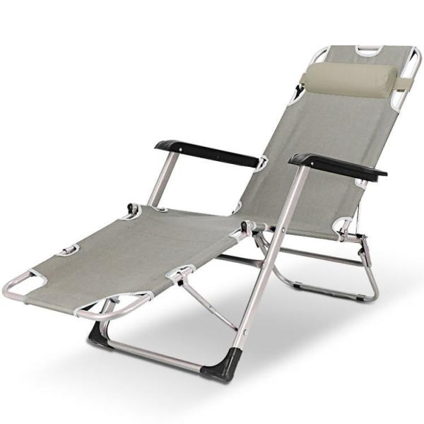 Patio Chaise Lounge Chair for Outdoor with Detachable Pocket and Pillow, Portable Sun Lounger Recliner for Beach