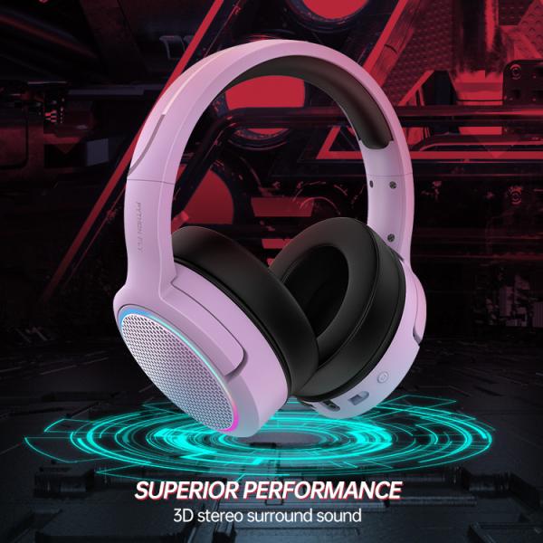 2.4ghz Pink Wireless Gaming Headset For PC Cord Length 2.2M Audio Jack USB