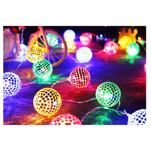 Silver Mirror Ball LED String Lamp for Christmas Decoration Party Home Indoor Bedroom