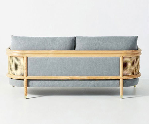 2 софа комнаты прожития 3 частей секционная с ротанга гостиной Recliners бархатом розового плетеным