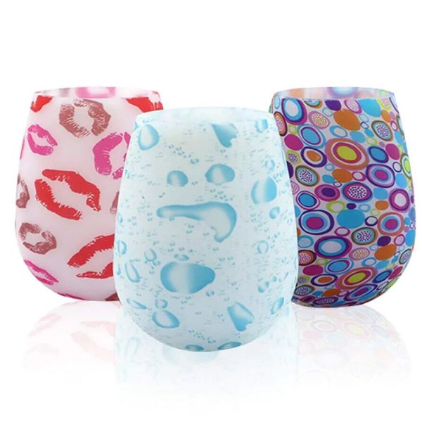 Beach Food Grade Silicone Stemless Wine Glasses 12oz Recyclable