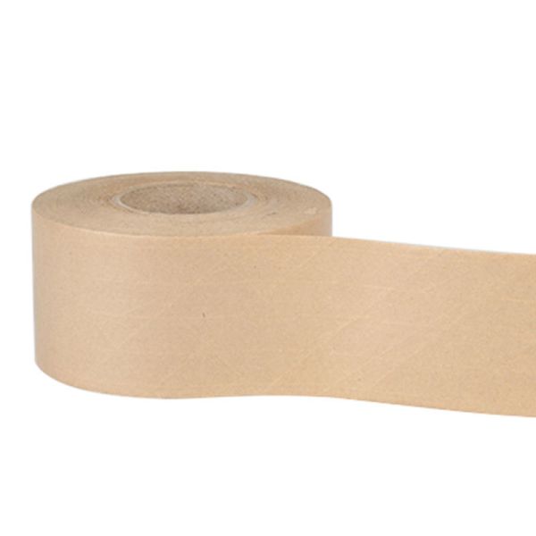 Custom Logo Kraft Paper Tape 48mm Heat-Resistant Brown Water Activated Reinforced Heavy Duty Packing Starch Glue Writable Tape