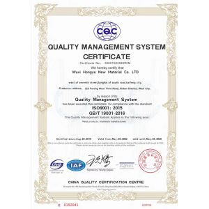 Wuxi Hongye New Material Co., Ltd. Certifications