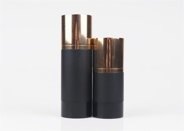 30ml 50ml Frosted Matt Airless Pump Bottles Black Gold With Aluminium Cap