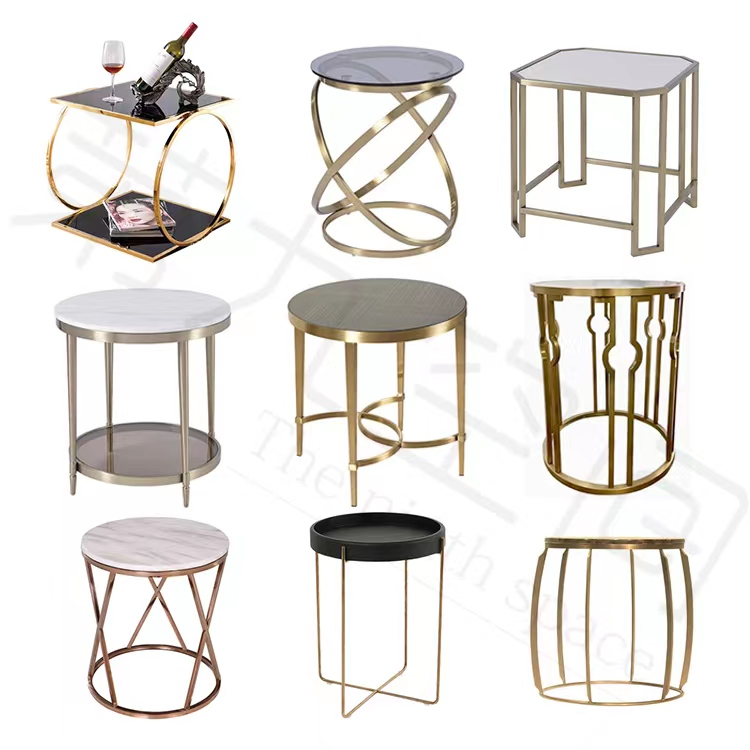 Versatile Upholstery Polygon Wire Table Rock Plate Table With Stainless Steel Gilt