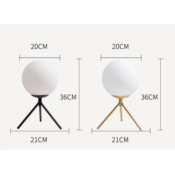 Nodic LED Table Lamp Study Living Room Bedroom Minimalist Round Glass Ball Tripod ball table lamp(WH-MTB-32）