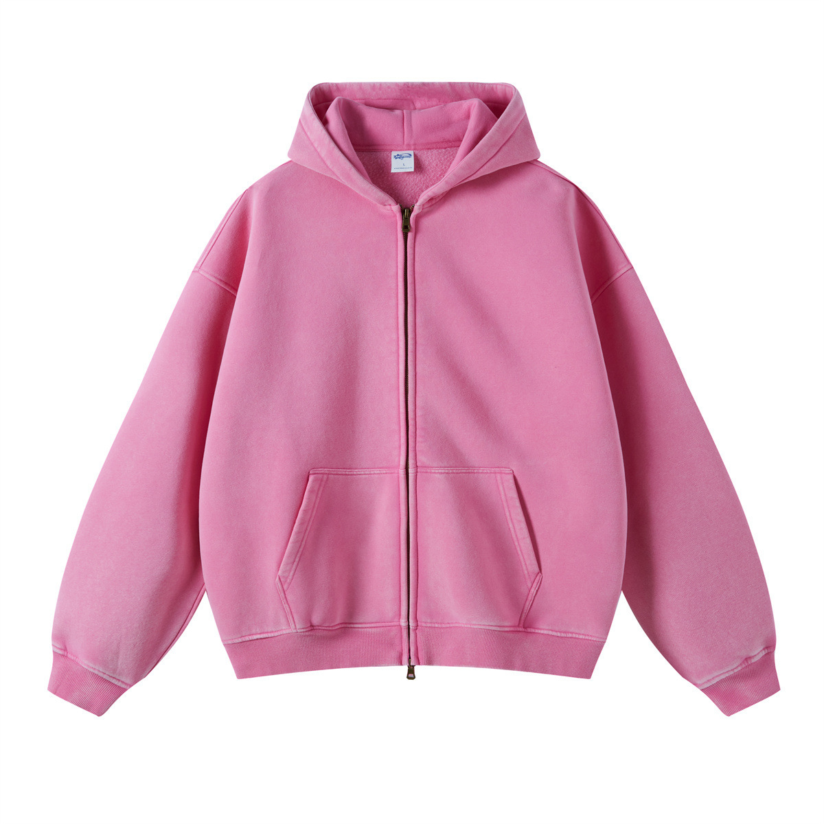 Men’s Vintage Washed Zip-Up Hoodie Oversized Fleece Lined Winter Casual Sweatshirt