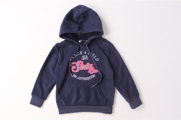 100% Polyester Children's Winter Clothes Green Blue Kids Hoodies With Strings