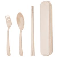 Portable Beige Couleur de paille de blé durable Fibre de 3 PC Plateforme réutilisable Eco Tableware Accessoires peuvent être utilisés plusieurs fois Léger Non toxique
