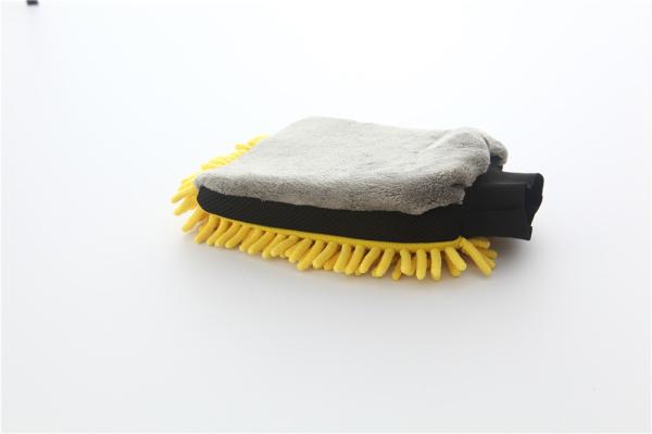 yellow/grey color microfiber plush chenille car cleaning detailing house cleaning wash mitts/gloves