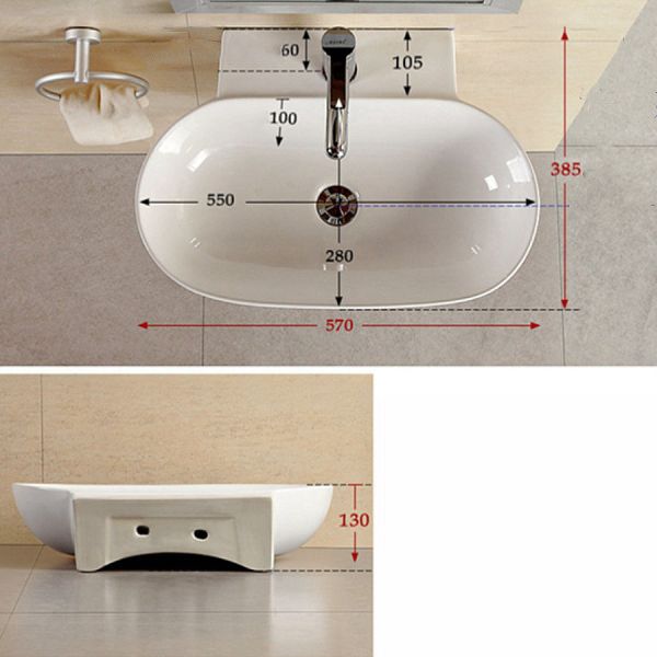 Customization Bathroom Wall Hung Basin Wall Mounted Cloakroom Basin 570*385*100mm