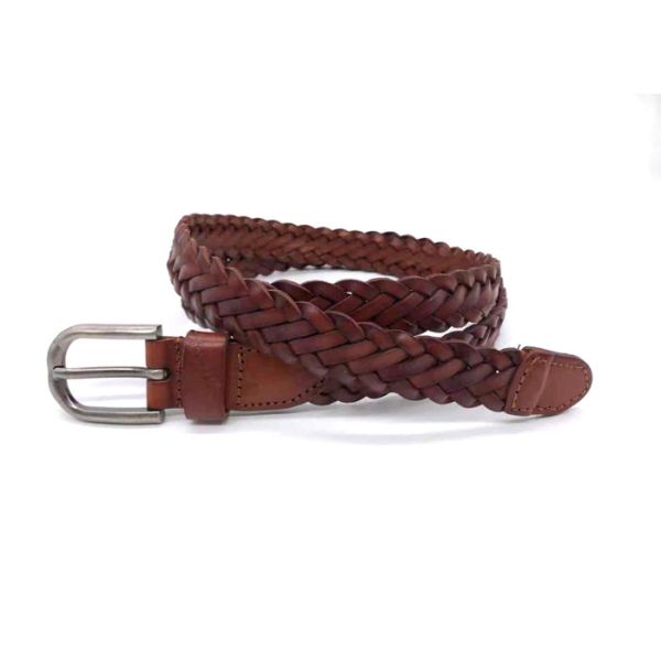 BRACHI 105cm Women's Braided Leather Waist Belt For Skirts