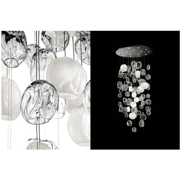 Custom Creative Glass Chandeliers Clear Or Colourful LED Lamp Source