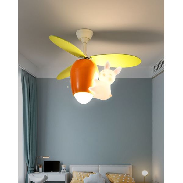 Детский мультфильм Креативный Милый Кролик Морковь Потолочный вентилятор Свет для спальни мальчика девочки