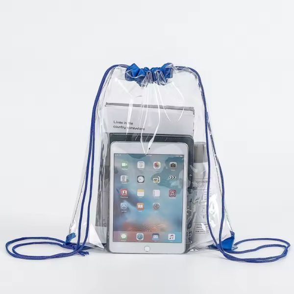 Marketing Waterproof PVC Clear Backpack Drawstring Pouch Bag with Custom Printed Design