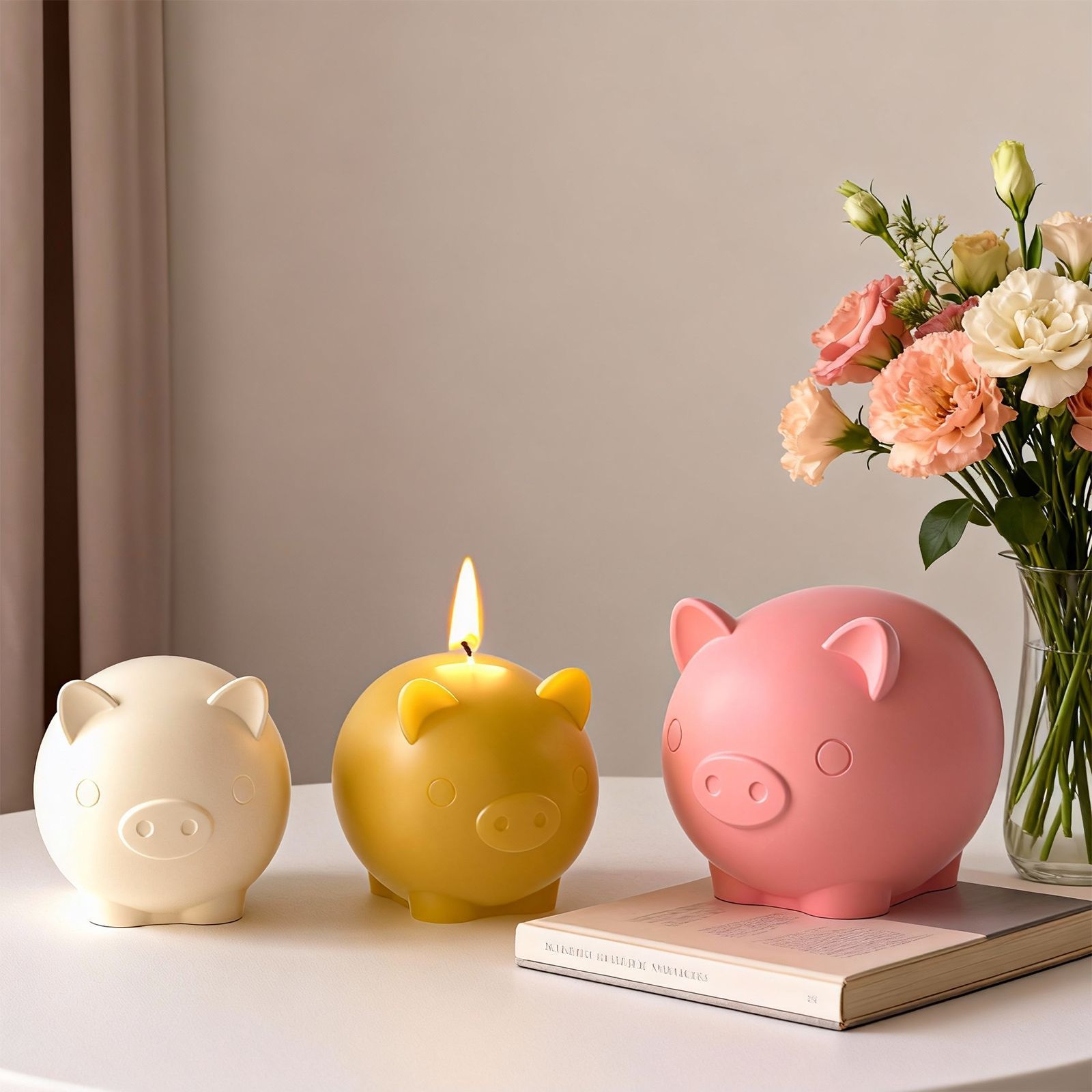 3D 3D Pig Silicone Mold DIY Fat Pig Aromatherapy Gift Candle Pendant Gypsum Mold