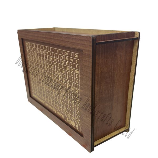 Caja de dinero de madera con objetivos de ahorro, caja de ahorro de madera con moneda caja de ahorro de dinero con contador