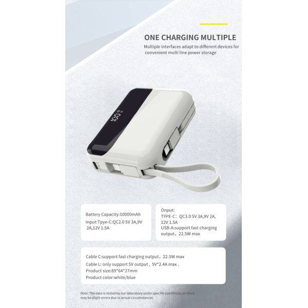 10000mAh 22.5W 3 In 1 Power Bank Li Polymer Battery For Mini PCs And Mobile Device
