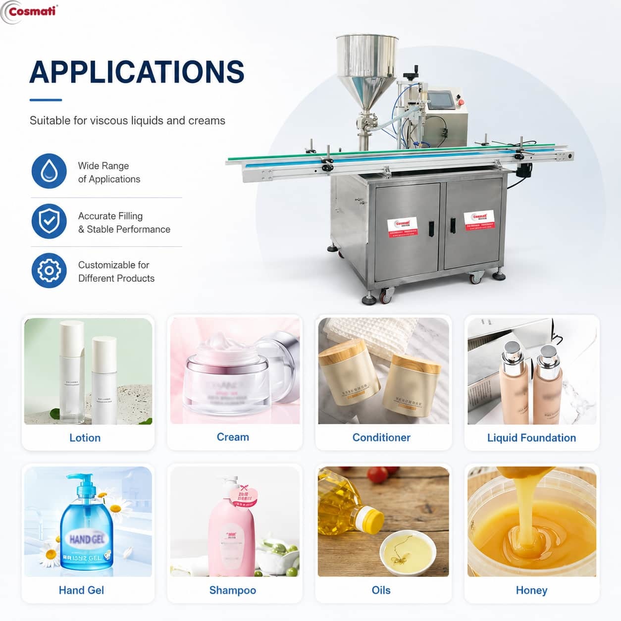 Single Nozzle Piston Filling Machine High Viscosity Cream Ketchup Sauce Filler