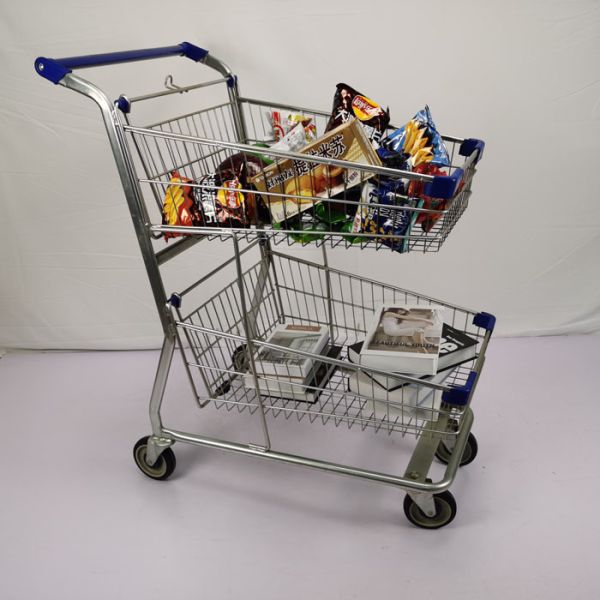 Корзина супермаркета цинка вагонетки корзины для товаров двойного слоя покрытая порошком