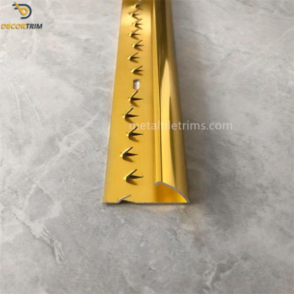Curved Shape Wood Floor Carpet Transition Strip Shiny Gold Aluminum
