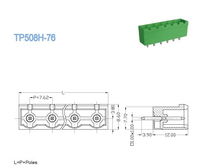 Male Sockets Vertical PCB Plug In Terminal Block Connector Pitch 5.08mm