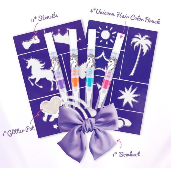 Kids Self Expression Hair Chalk Kit Unicorn Temporary Hair Color Rinse